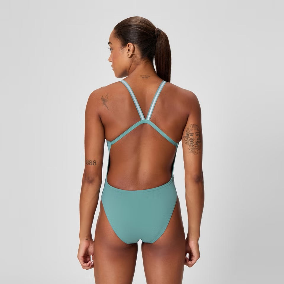 Speedo Womens Active Back Storm Green