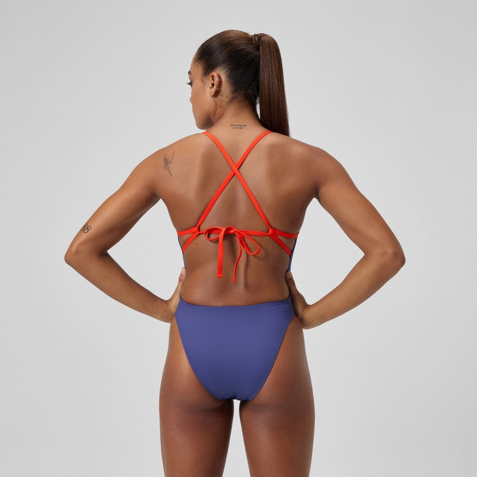 Womens Solid Tie Back Blue/Pink